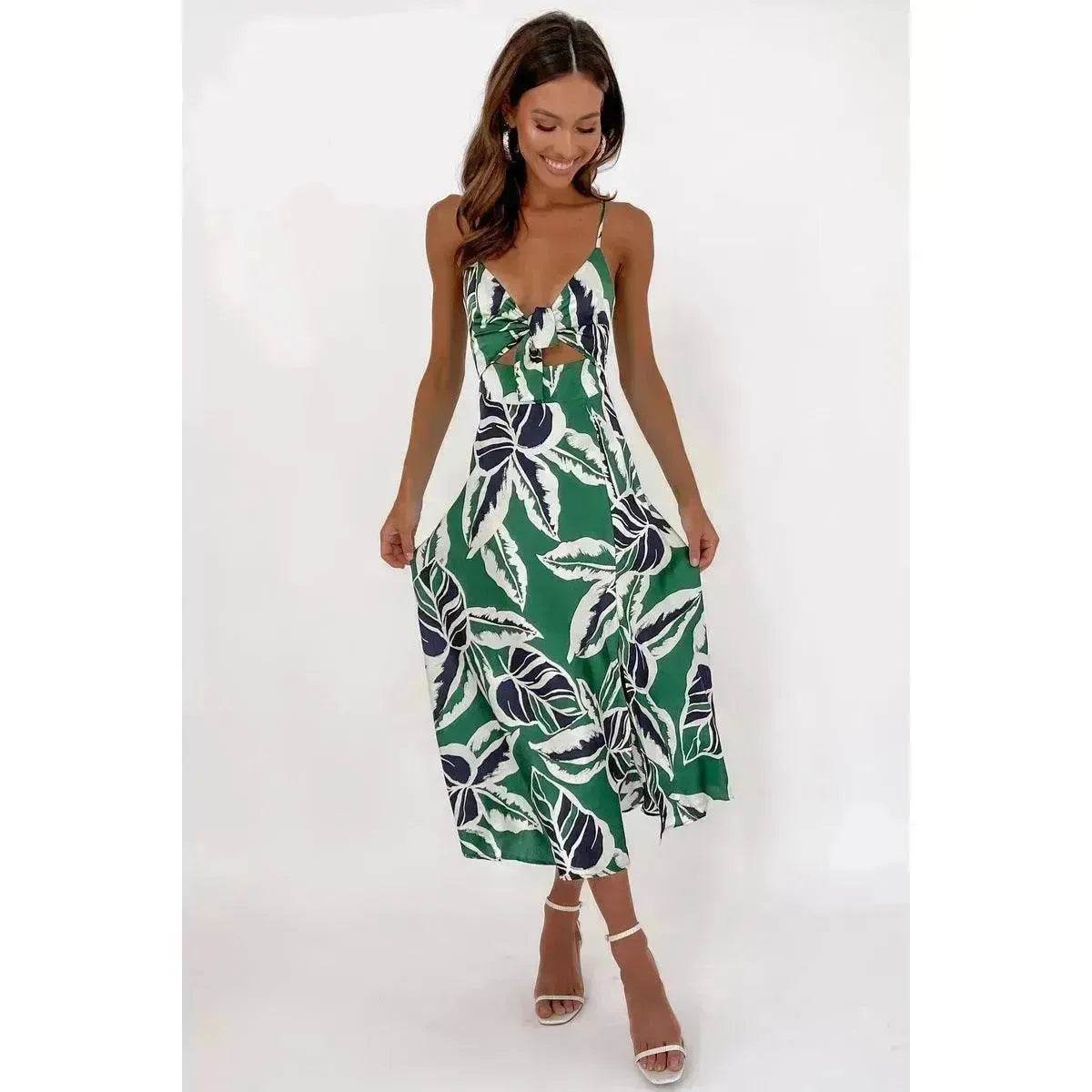 Women Sweet Split Sleeveless Floral Midi Dress - www.Shopthatapp.com