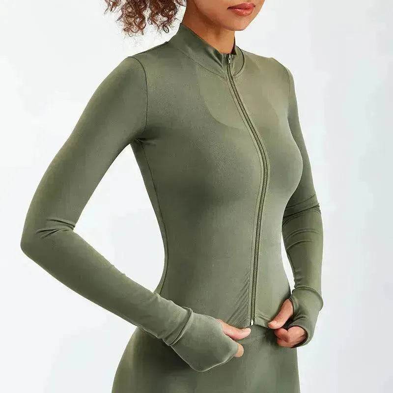 Women Yoga Zipper Long-sleeved Gym Exercise Fitness Suit - www.Shopthatapp.com