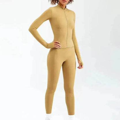 Women Yoga Zipper Long-sleeved Gym Exercise Fitness Suit - www.Shopthatapp.com