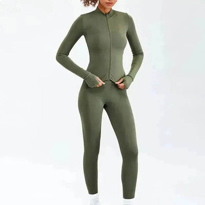 Women Yoga Zipper Long-sleeved Gym Exercise Fitness Suit - www.Shopthatapp.com