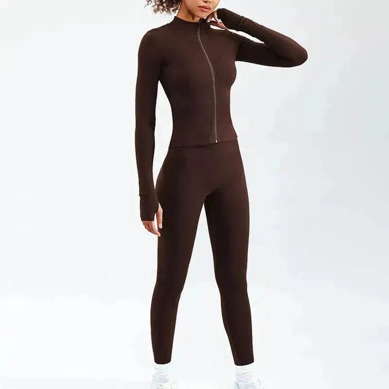 Women Yoga Zipper Long-sleeved Gym Exercise Fitness Suit - www.Shopthatapp.com