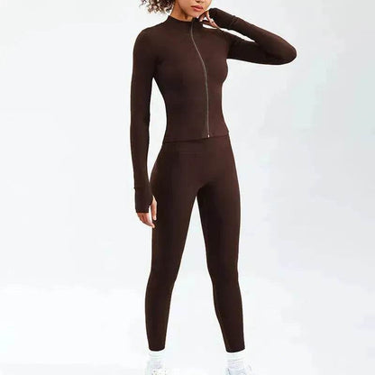 Women Yoga Zipper Long-sleeved Gym Exercise Fitness Suit - www.Shopthatapp.com