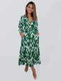 Women's Printed Cropped Sleeves Casual Mid - Length Shirt Dress - www.Shopthatapp.com