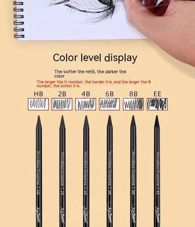 Wood-free Graphite Full Lead Sketching Pencil 6 PCs Suit For Art - www.Shopthatapp.com