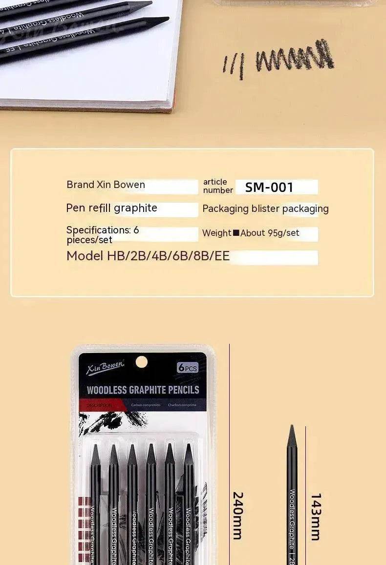 Wood-free Graphite Full Lead Sketching Pencil 6 PCs Suit For Art - www.Shopthatapp.com