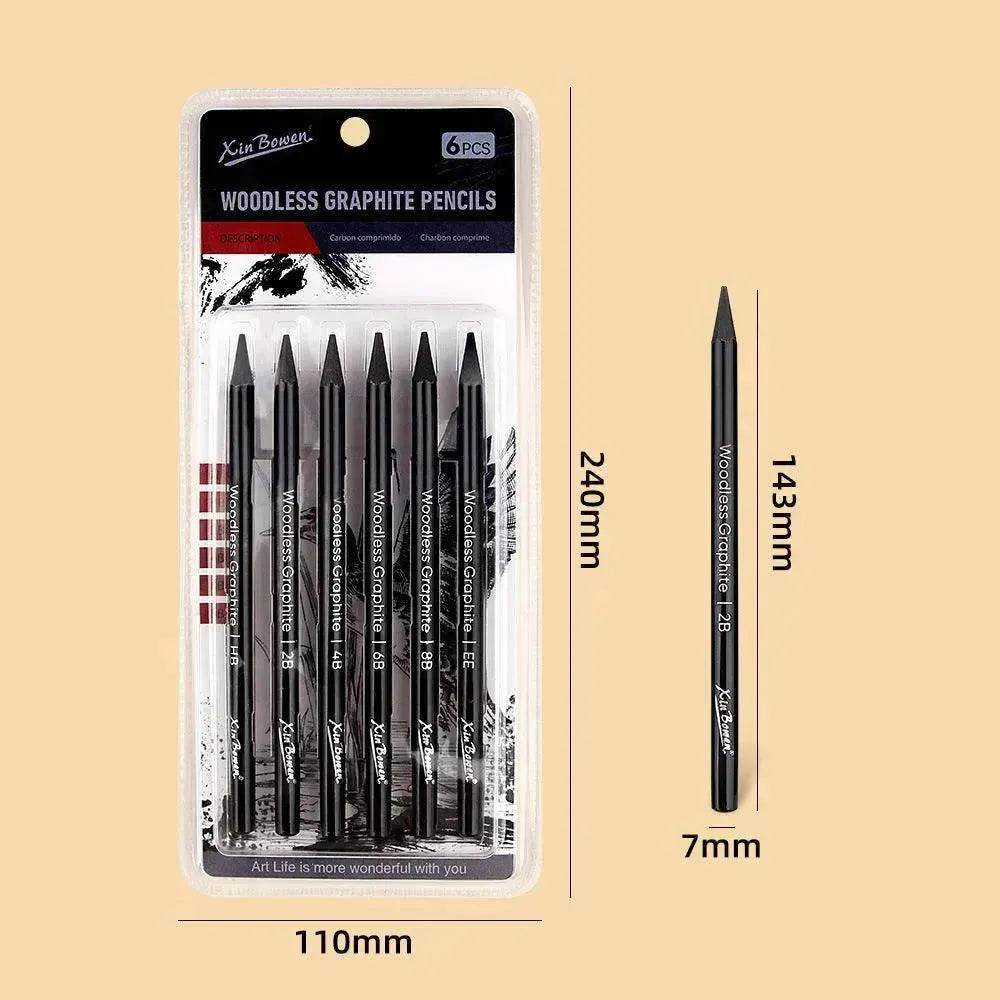 Wood-free Graphite Full Lead Sketching Pencil 6 PCs Suit For Art - www.Shopthatapp.com