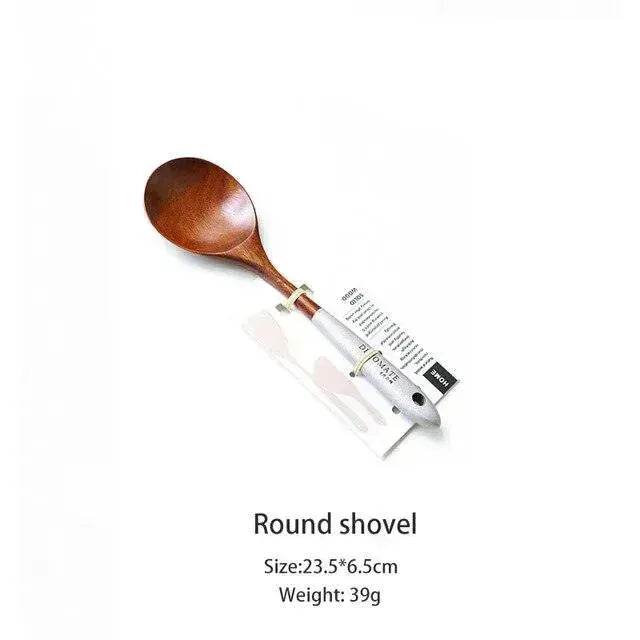 Wooden Kitchen Utensils Set Appliances Special Non-stick Set Pure Natural Teak Solid Wood Long Handle Shovel Tools - www.Shopthatapp.com