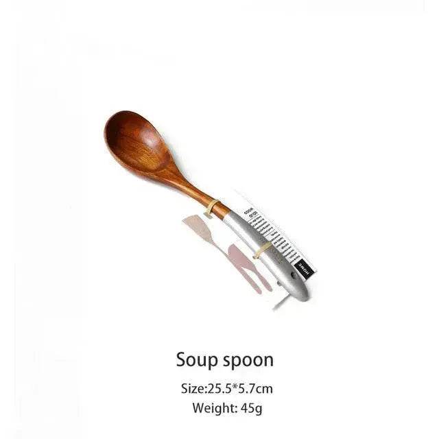 Wooden Kitchen Utensils Set Appliances Special Non-stick Set Pure Natural Teak Solid Wood Long Handle Shovel Tools - www.Shopthatapp.com