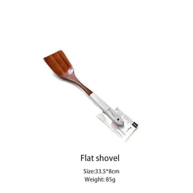 Wooden Kitchen Utensils Set Appliances Special Non-stick Set Pure Natural Teak Solid Wood Long Handle Shovel Tools - www.Shopthatapp.com