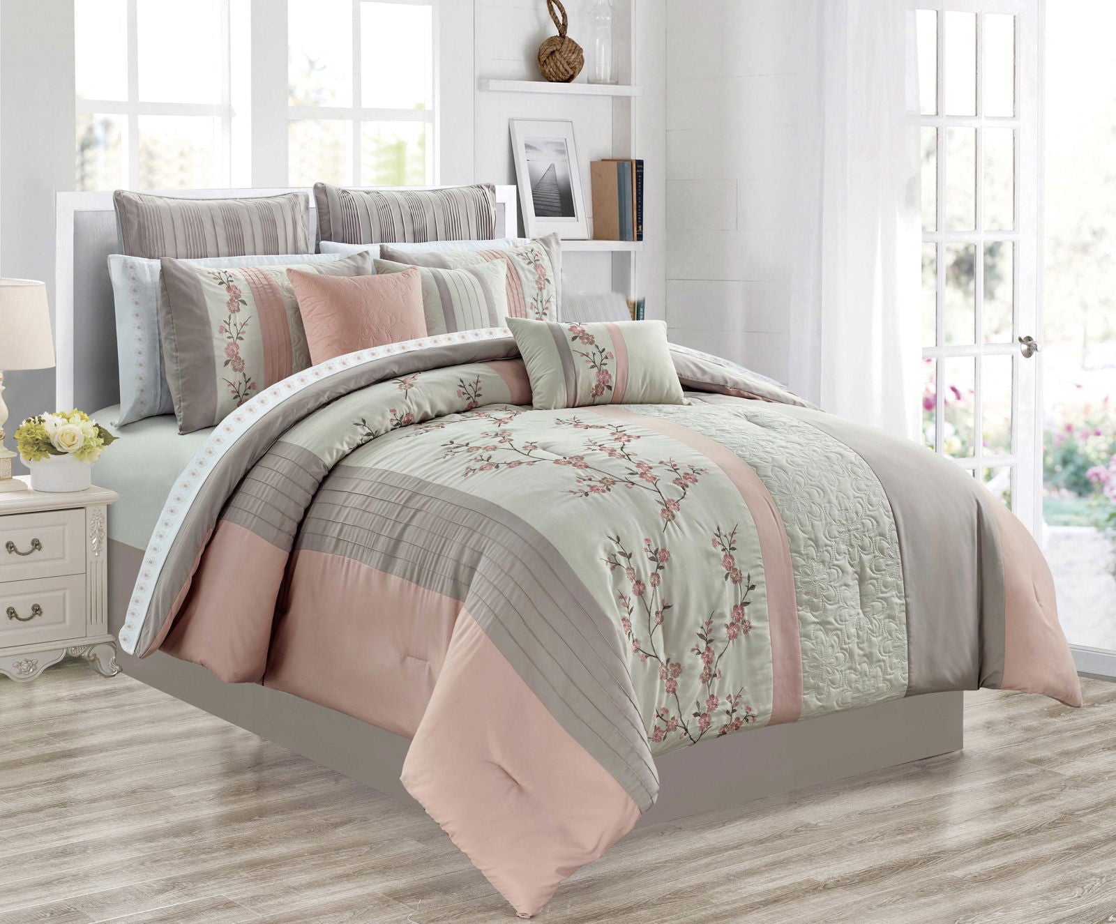 Woven Comforter Bedding Set 7Pcs Queen Celina - www.Shopthatapp.com