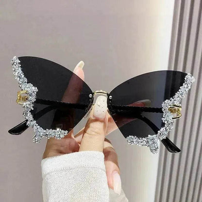 Y2K Vintage Rimless Luxury Diamond Butterfly Sunglasses for Classy Chic Ladies Women - www.Shopthatapp.com