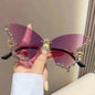 Y2K Vintage Rimless Luxury Diamond Butterfly Sunglasses for Classy Chic Ladies Women - www.Shopthatapp.com