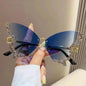 Y2K Vintage Rimless Luxury Diamond Butterfly Sunglasses for Classy Chic Ladies Women - www.Shopthatapp.com