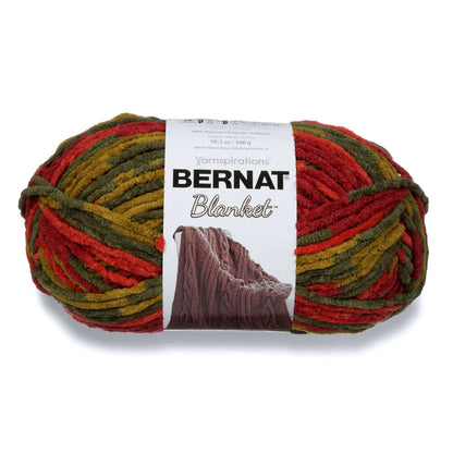 Bernat Blanket Yarn Canada in a mix of red, green, and brown colors for cozy crochet projects