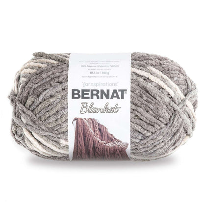 Bernat Blanket Yarn Canada in soft gray and cream for cozy crochet projects