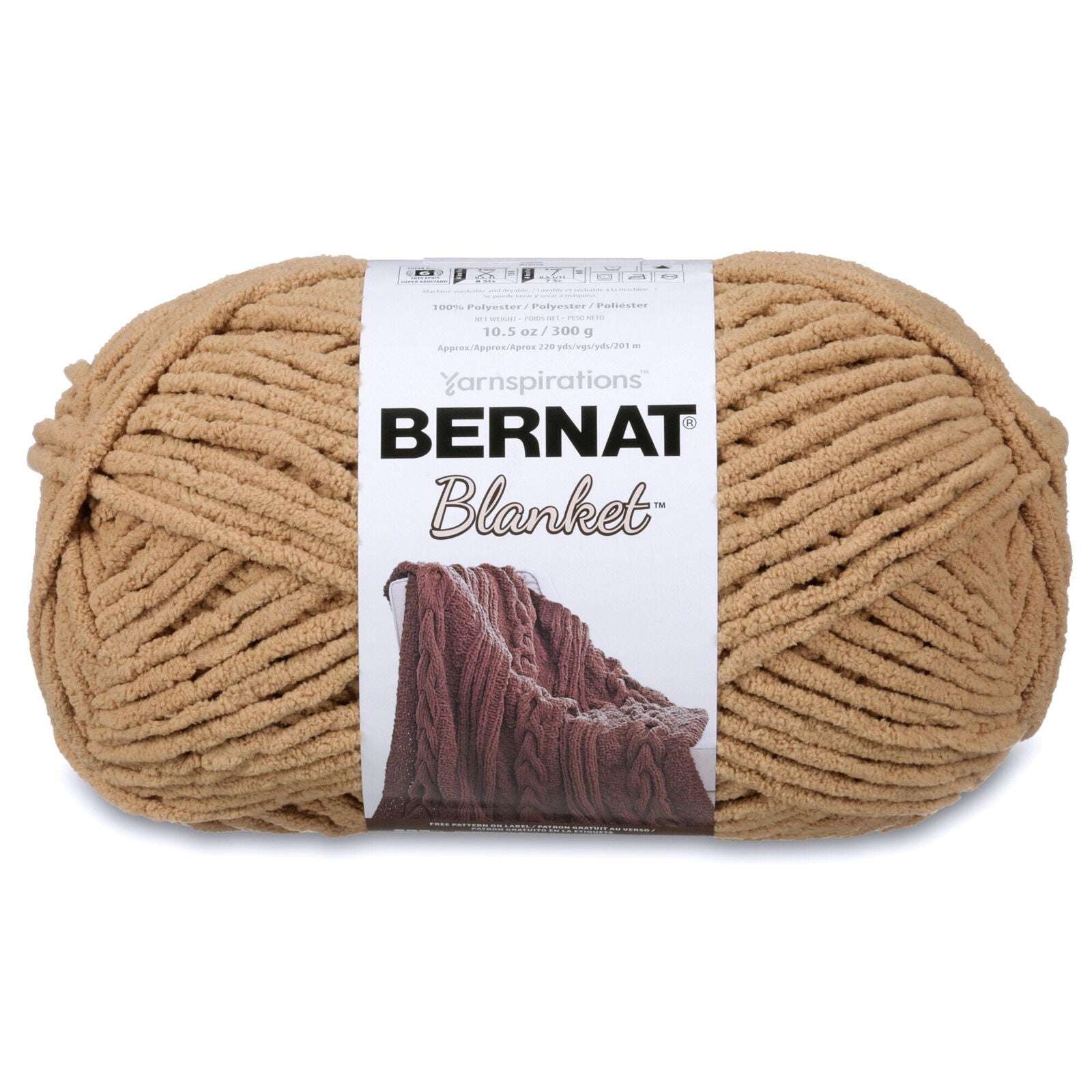 Bernat Blanket Yarn Canada in soft tan color, ideal for warm and cozy crochet projects
