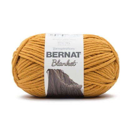 Bernat Blanket Yarn Canada in vibrant mustard yellow, perfect for cozy crochet projects