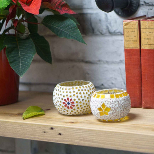 iDekor8 Yellow Dot Candle Holder Sale - Decorative Home Accent - www.Shopthatapp.com