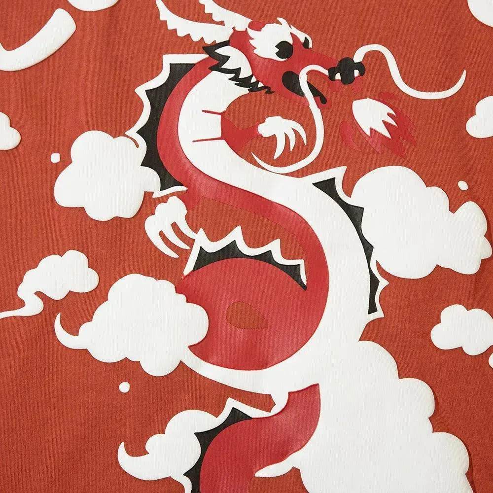 Zodiac Pattern Dragon Print Short Sleeve - www.Shopthatapp.com