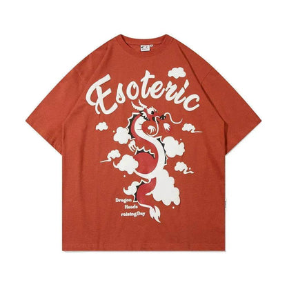 Zodiac Pattern Dragon Print Short Sleeve - www.Shopthatapp.com